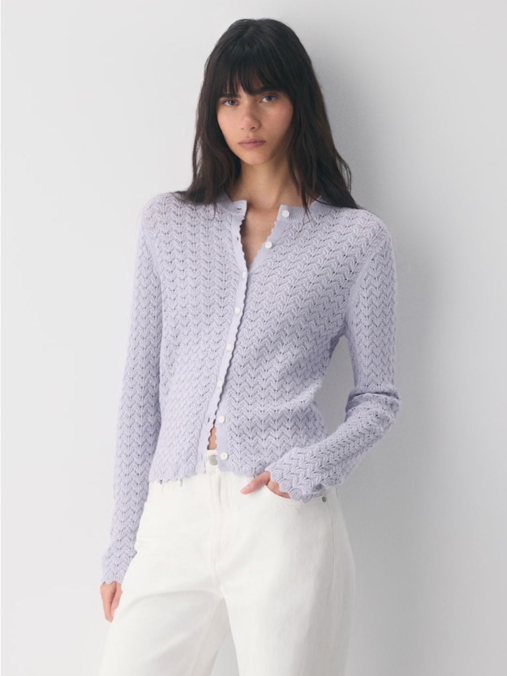 Aritzia Wilfred Prelusion Cardigan XXS NWT Wildflower Lilac Pointelle